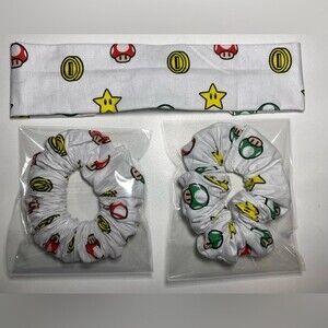 Super Mario coins headband and Scrunchies set